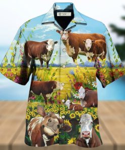 Cow Hereford Cow Landscape Style Hawaiian Shirt – Trendy Aloha