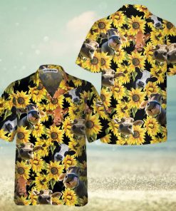 Cow With Sunflower Hawaiian Shirt, Tropical Cow Shirt For Men And Women, Funny Cow Print Shirt Gift Idea