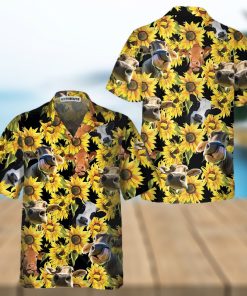 Cow With Sunflower Hawaiian Shirt, Tropical Cow Shirt For Men And Women, Funny Cow Print Shirt Gift Idea