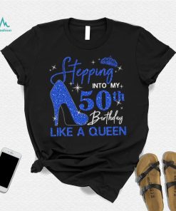 Custom 50th Birthday Shirt for Women, 50 Years Old Birthday Shirt, Personalized Birthday Gift, Stepping Into My 50th Birthday Like a Queen