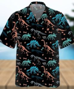 Dinosaur Skeleton Seamless Grunge Pattern Trending Dinosaur Hawaiian Shirt