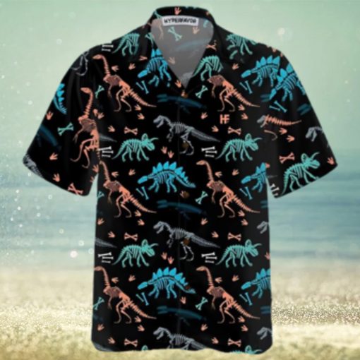 Dinosaur Skeleton Seamless Grunge Pattern Trending Dinosaur Hawaiian Shirt