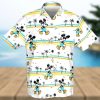 Mickey Minnie And Donald Vacation Disney Cartoon Graphics Tropical Hibiscus Full Printing Hawaiian Shirt – White