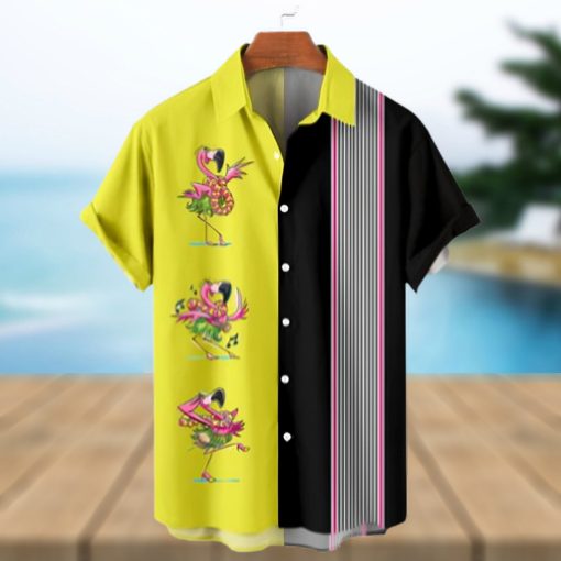 Flamingo Pattern Men’s Hawaiian Short Sleeve Shirt