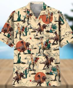 Funny Dinosaur Hawaiian Shirt Tropical Pirate Dino Shirt