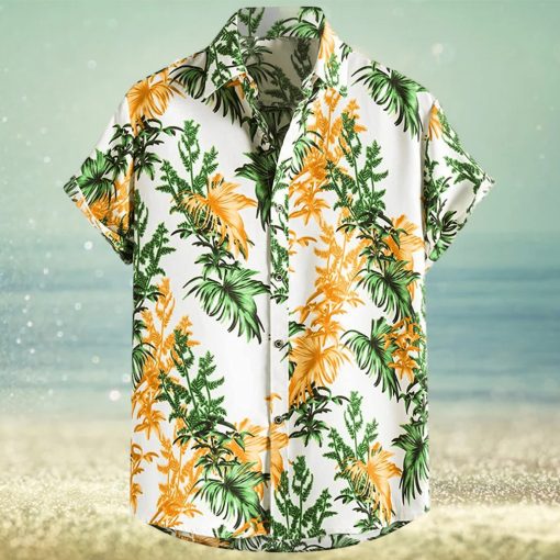 Funny Shirts for Men Spring and Summer Beach Hawaiian Short Sleeved Flower Shirt