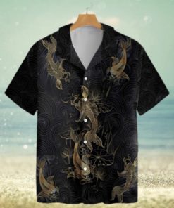 Golden Koi Fish On Waves Trending Hawaiian Shirt