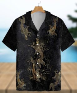 Golden Koi Fish On Waves Trending Hawaiian Shirt