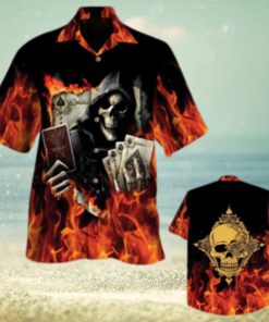 Golden Poker Skull Hawaiian Shirt