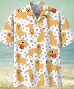 Golden Retriever White Awesome Design Unisex Hawaiian Shirt