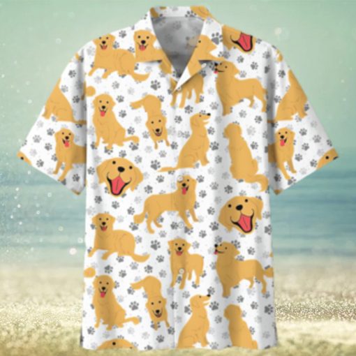 Golden Retriever White Awesome Design Unisex Hawaiian Shirt