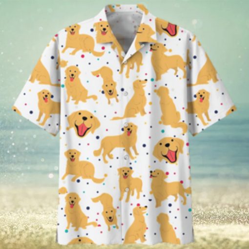 Golden Retriever White Unique Design Unisex Hawaiian Shirt