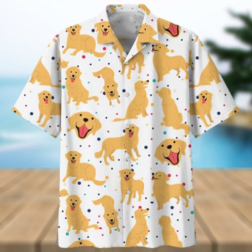 Golden Retriever White Unique Design Unisex Hawaiian Shirt
