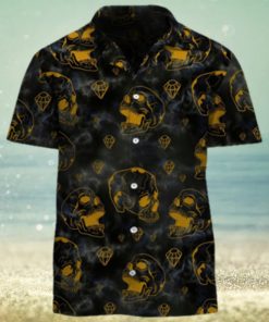 Golden Skull And Diamonds Hawaiian Shirt