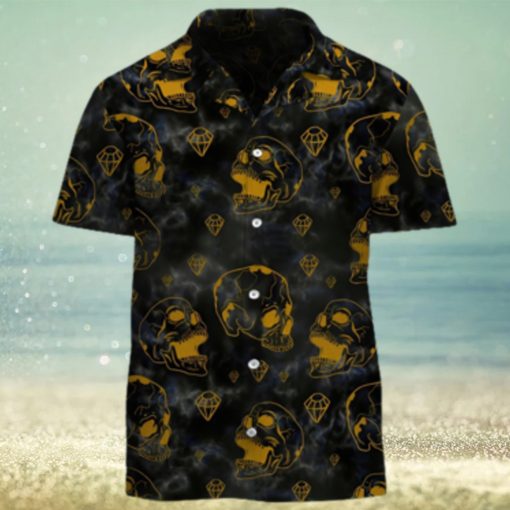 Golden Skull And Diamonds Hawaiian Shirt