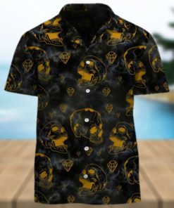 Golden Skull And Diamonds Hawaiian Shirt