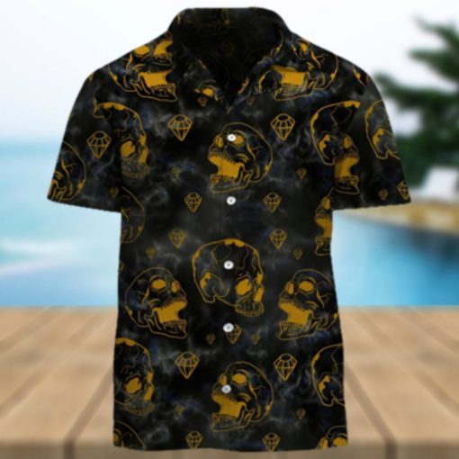 Golden Skull And Diamonds Hawaiian Shirt