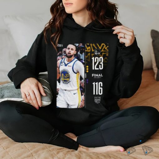 Golden State Warriors 123 – 116 Kings 2023 NBA Playoffs matchup final score shirt