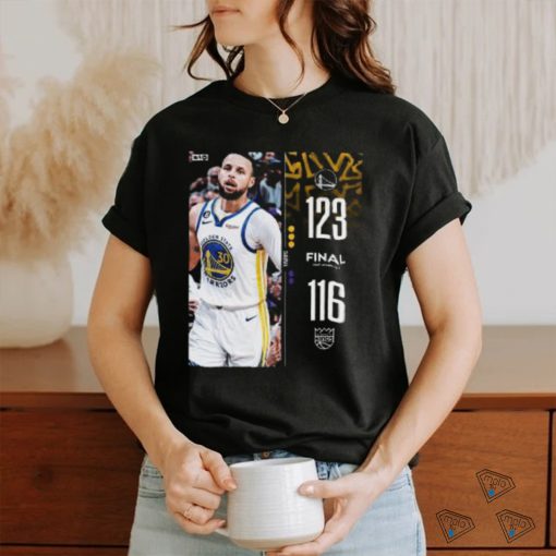 Golden State Warriors 123 – 116 Kings 2023 NBA Playoffs matchup final score shirt