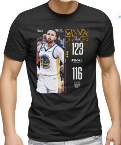 Golden State Warriors 123 – 116 Kings 2023 NBA Playoffs matchup final score shirt