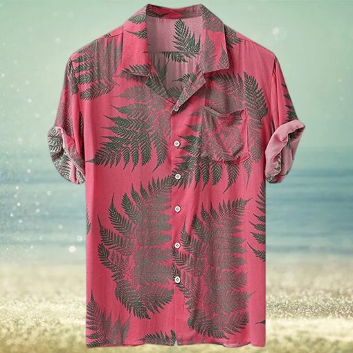 HJKOGH Man Summer Short Sleeve Turn Down Collar Button Blouse Loose Hawaiian Casual Shirt