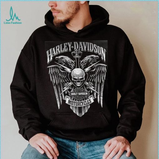 Harley Davidson Men’s Skull Lightning Crest Graphic Long Sleeve Shirt,