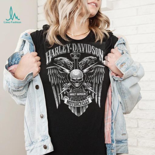 Harley Davidson Men’s Skull Lightning Crest Graphic Long Sleeve Shirt,