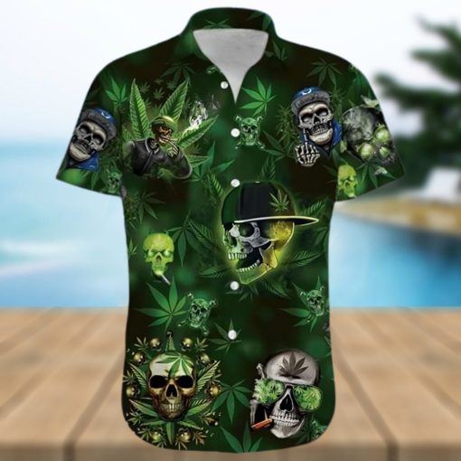 Hawaii Shirt – Green Lets Get High Weed Skull Unisex