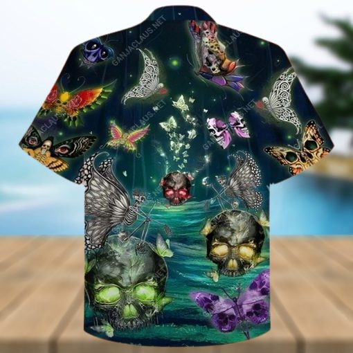 Hawaiian Aloha Shirts Butterfly Skull 1