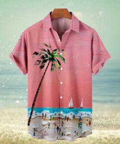 Hawaiian Beach Pattern Men's Short Sleeve Shirt