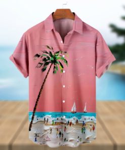 Hawaiian Beach Pattern Men's Short Sleeve Shirt