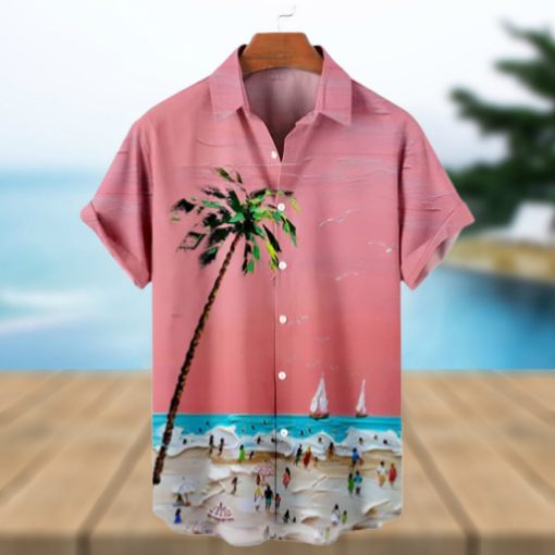 Hawaiian Beach Pattern Men’s Short Sleeve Shirt