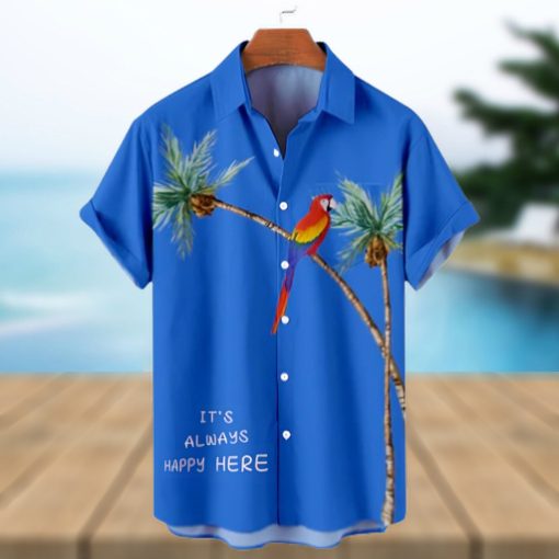 Hawaiian Coconut Parrot Pattern Men’s Short Sleeve Top