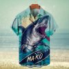 Hawaiian Great White Shark Pattern Men’s Short Sleeve Tops