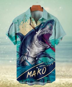 Hawaiian Great White Shark Pattern Men's Short Sleeve Topss