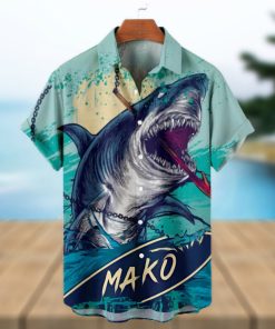 Hawaiian Great White Shark Pattern Men's Short Sleeve Topss