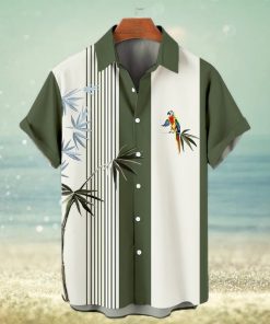 Hawaiian Parrot Stripe Contrast Color Short Sleeve Shirt