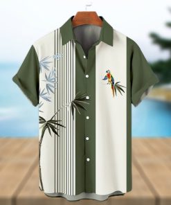 Hawaiian Parrot Stripe Contrast Color Short Sleeve Shirt