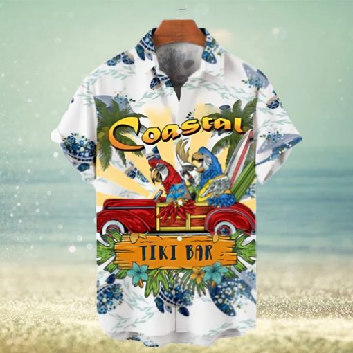 Hawaiian Party Parrot Print Short Sleeve Shirt