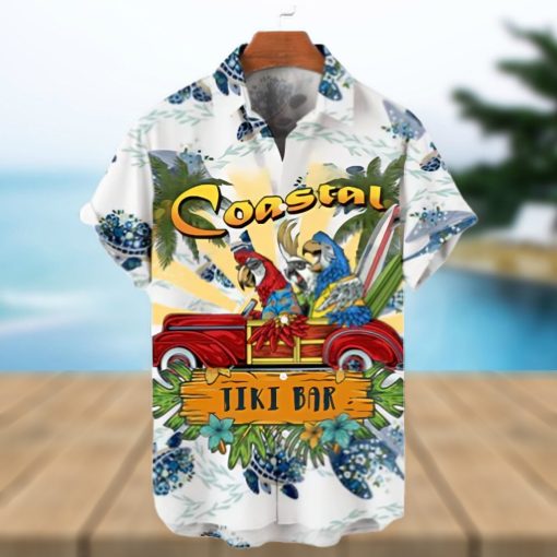 Hawaiian Party Parrot Print Short Sleeve Shirt