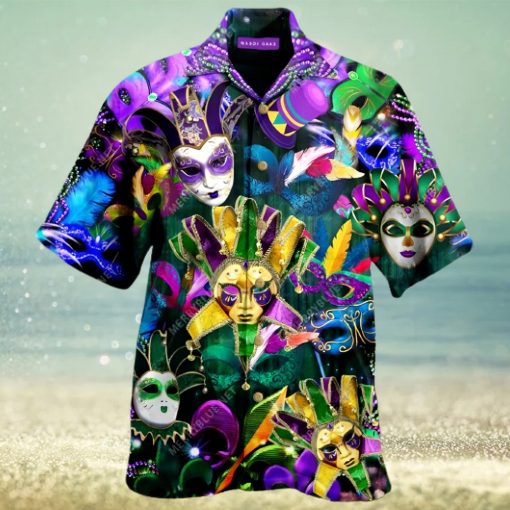 Hawaiian Shirt Medium Mardi Gras Masks Summer Shirt