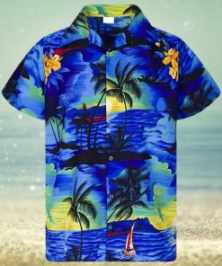 Hawaiian Shirt Mens Coconut Tree Print Beach Vacation Aloha Party