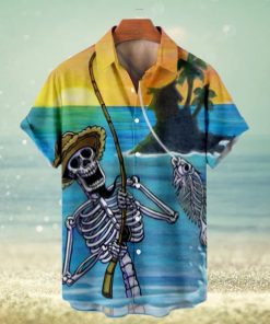 Hawaiian Skull Beach Pattern Men’s Short Sleeve Tops