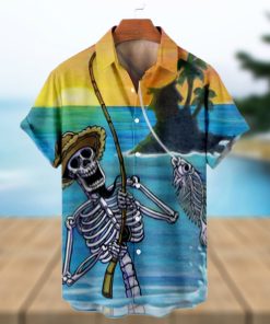 Hawaiian Skull Beach Pattern Men’s Short Sleeve Tops