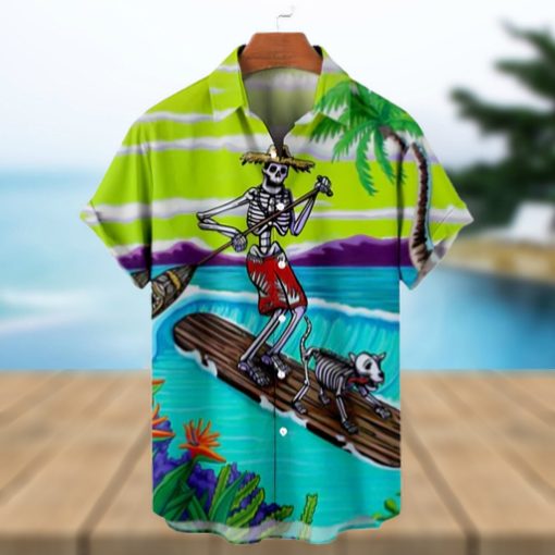 Hawaiian Skull Beach Pattern Men’s Short Sleeve Topss