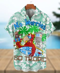 Hawaiian Surf Parrot Print Short Sleeve Shirt