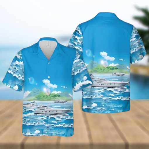 [High quality] Azimut 68 Blue Sky Summer Set Hawaiian Shirt