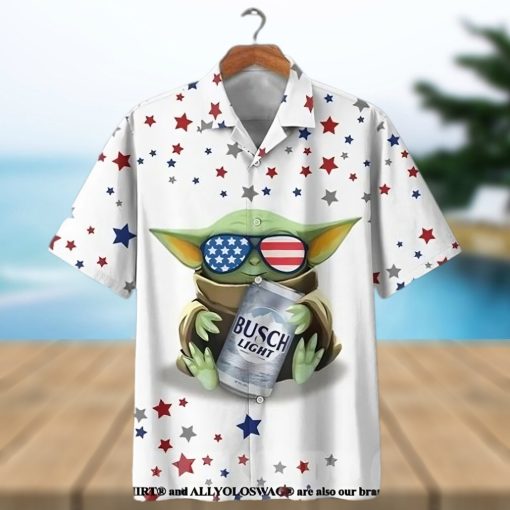 [High quality] Baby Yoda Busch Light Beer Beach Summer Summer Set Hawaiian Shirt