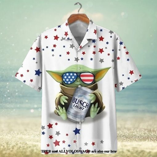 [High quality] Baby Yoda Busch Light Beer Beach Summer Summer Set Hawaiian Shirt