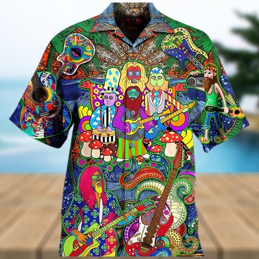 Hippie Music Electric Guitar Color Gifts Clothes Hawaiian Shirt